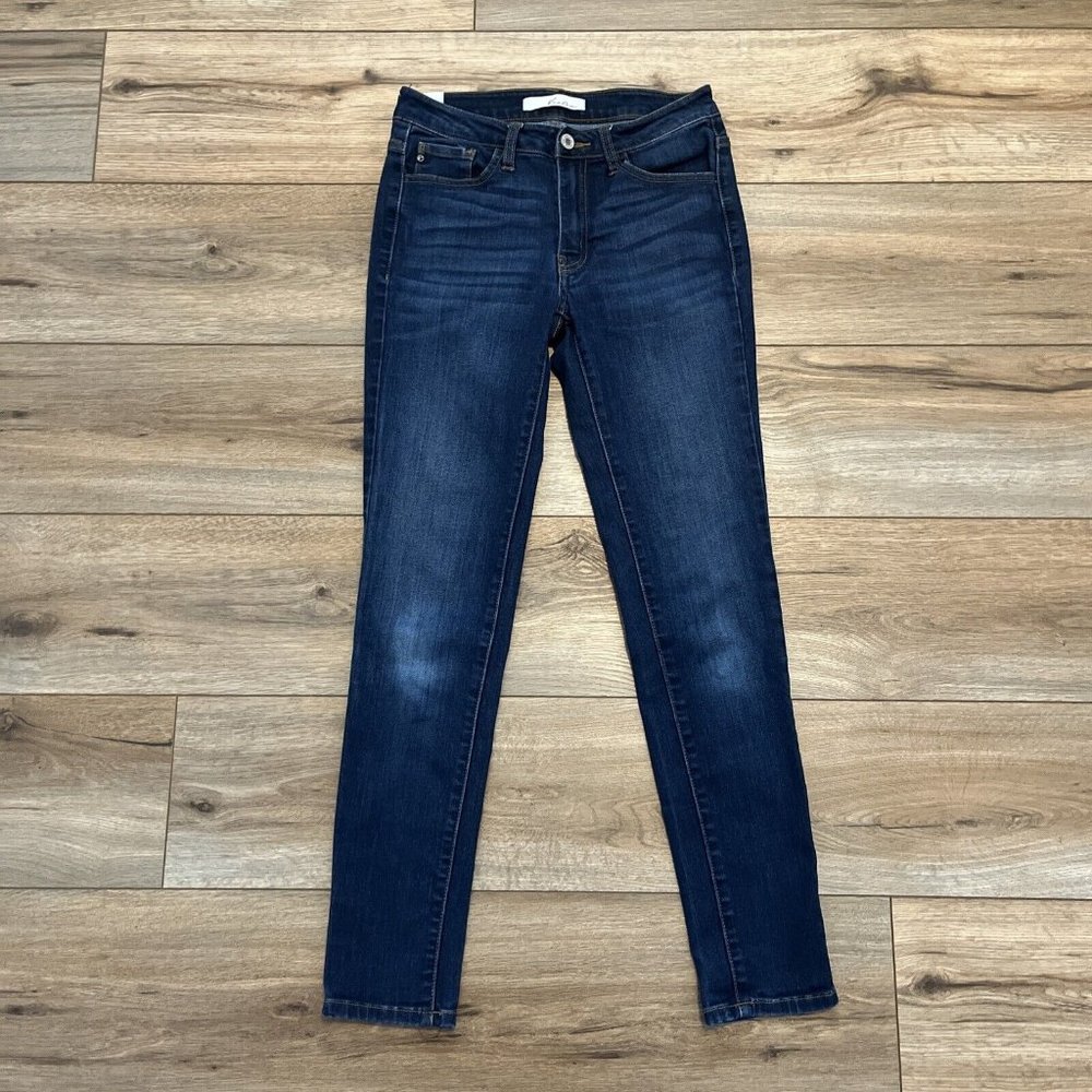 Women's Kancan Mid Rise Super Skinny Jeans SZ 26 x 28 Blue Stretch KC7092